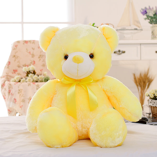 Creative Light Up LED Bear Stuffed Animals Plush Toy Colorful Glowing Christmas Gift For Kids Pillow