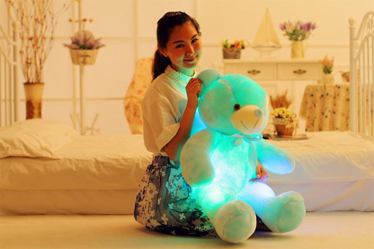 Creative Light Up LED Bear Stuffed Animals Plush Toy Colorful Glowing Christmas Gift For Kids Pillow