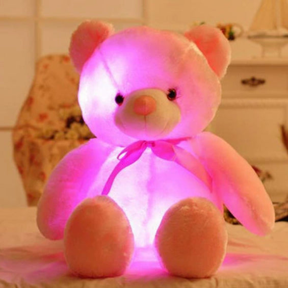 Creative Light Up LED Bear Stuffed Animals Plush Toy Colorful Glowing Christmas Gift For Kids Pillow
