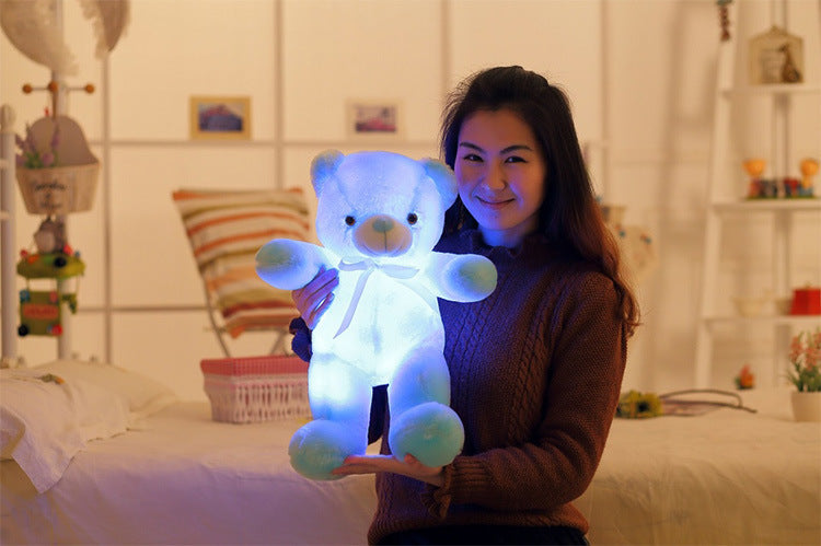 Creative Light Up LED Bear Stuffed Animals Plush Toy Colorful Glowing Christmas Gift For Kids Pillow