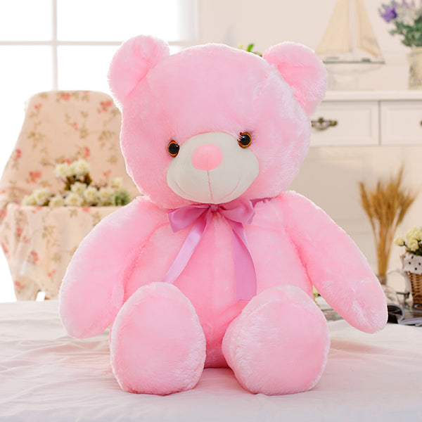 Creative Light Up LED Bear Stuffed Animals Plush Toy Colorful Glowing Christmas Gift For Kids Pillow