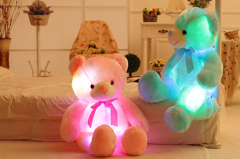 Creative Light Up LED Bear Stuffed Animals Plush Toy Colorful Glowing Christmas Gift For Kids Pillow