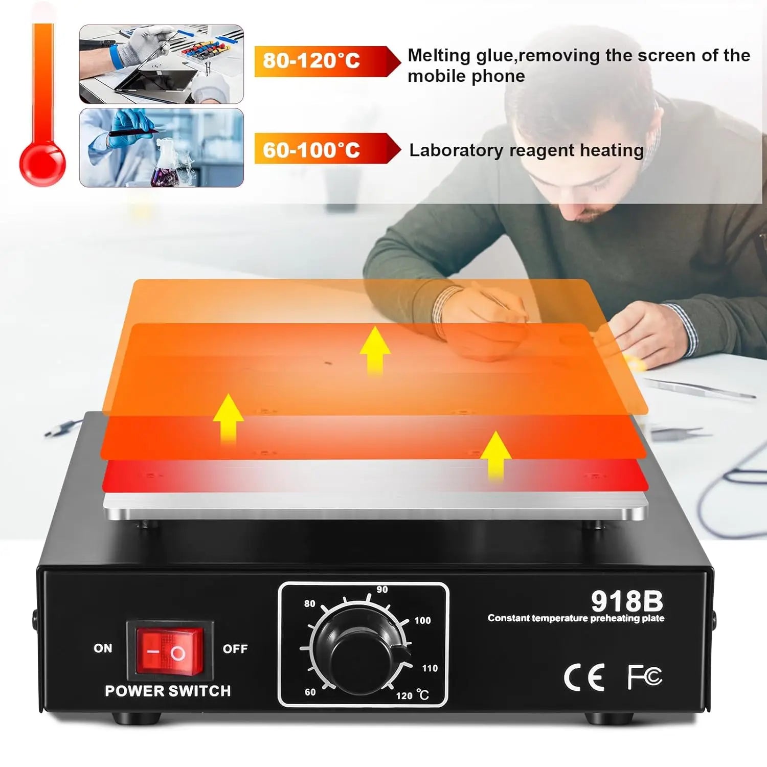450W Durable LCD Screen Separator Heating Platform Plate Glass Removal Phone Repair Machine Auto Heat Splitter Smooth Plate