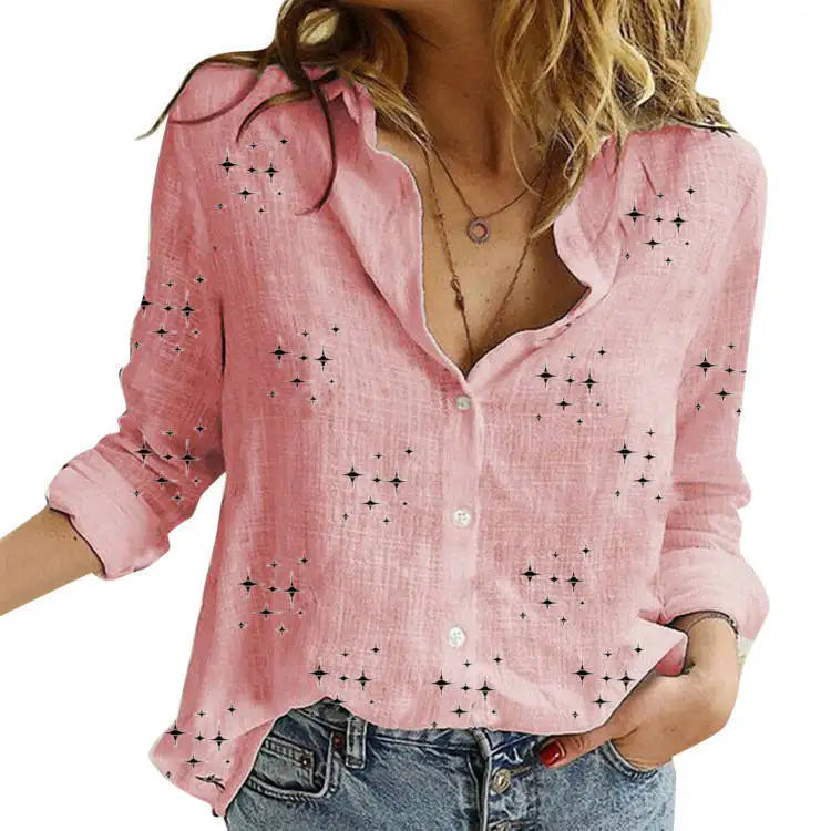 Cămașă Damă din Bumbac cu Imprimeu Floral – Lejeră, Elegantă, Mărimi până la 5XL