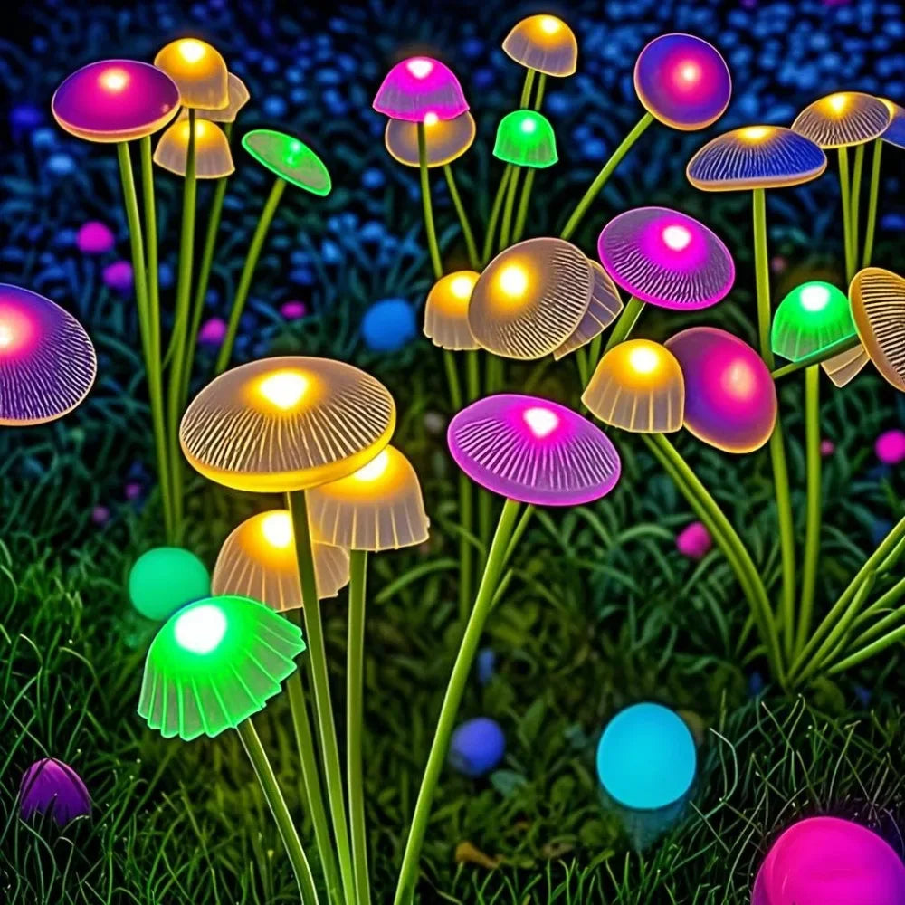 Solar Garden  Dual Mode LED Mushroom Lights Waterproof Decor