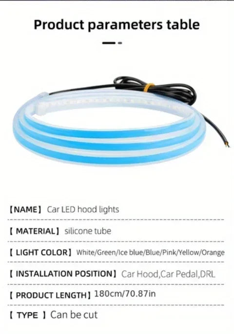 LED Car Hood Light Strip – 12V Ambient DRL Decorative Light