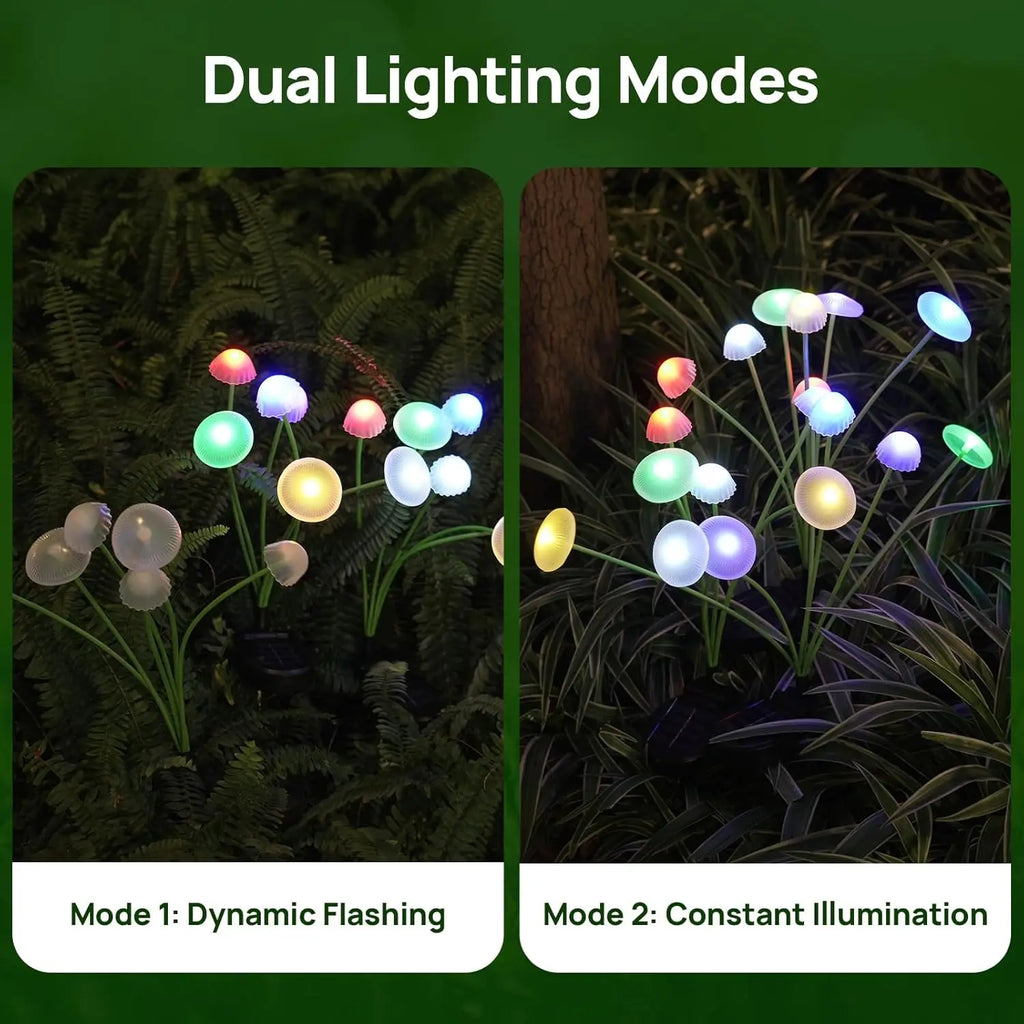 Solar Garden  Dual Mode LED Mushroom Lights Waterproof Decor