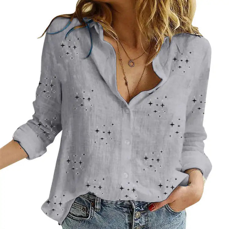 Cămașă Damă din Bumbac cu Imprimeu Floral – Lejeră, Elegantă, Mărimi până la 5XL