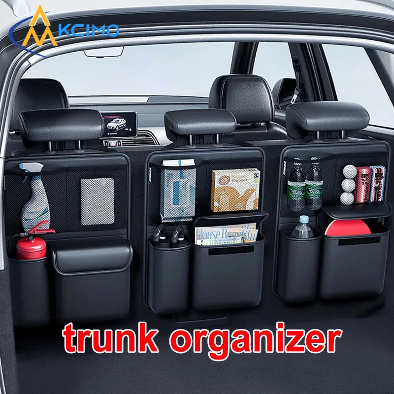 PU Leather Foldable Car Trunk Organizer – Multi‑Function Storage Bag  Rear Seat Hanging