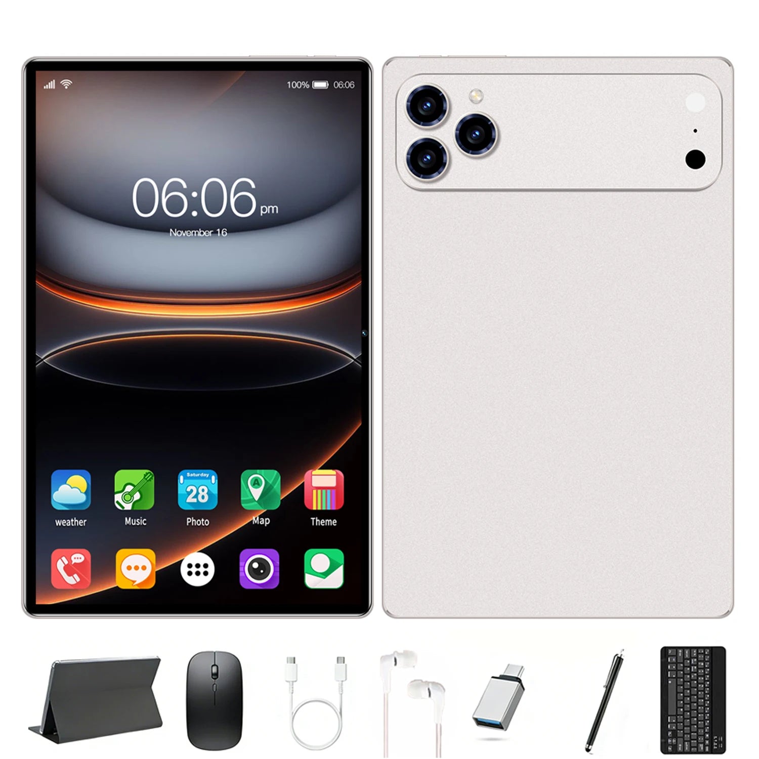 Android 15 Tablet, Latest Tablet, 10.1-inch Tablet, 4000mAh Battery, 2-in-1 Tablet with Full Accessories, Triple Cameras, HD FHD
