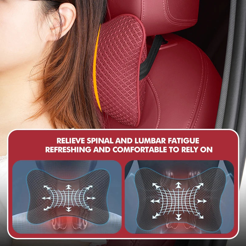 Headrest Pillow – supports neck and reduces tension
Lumbar Pillow – supports lower back and improves posture
