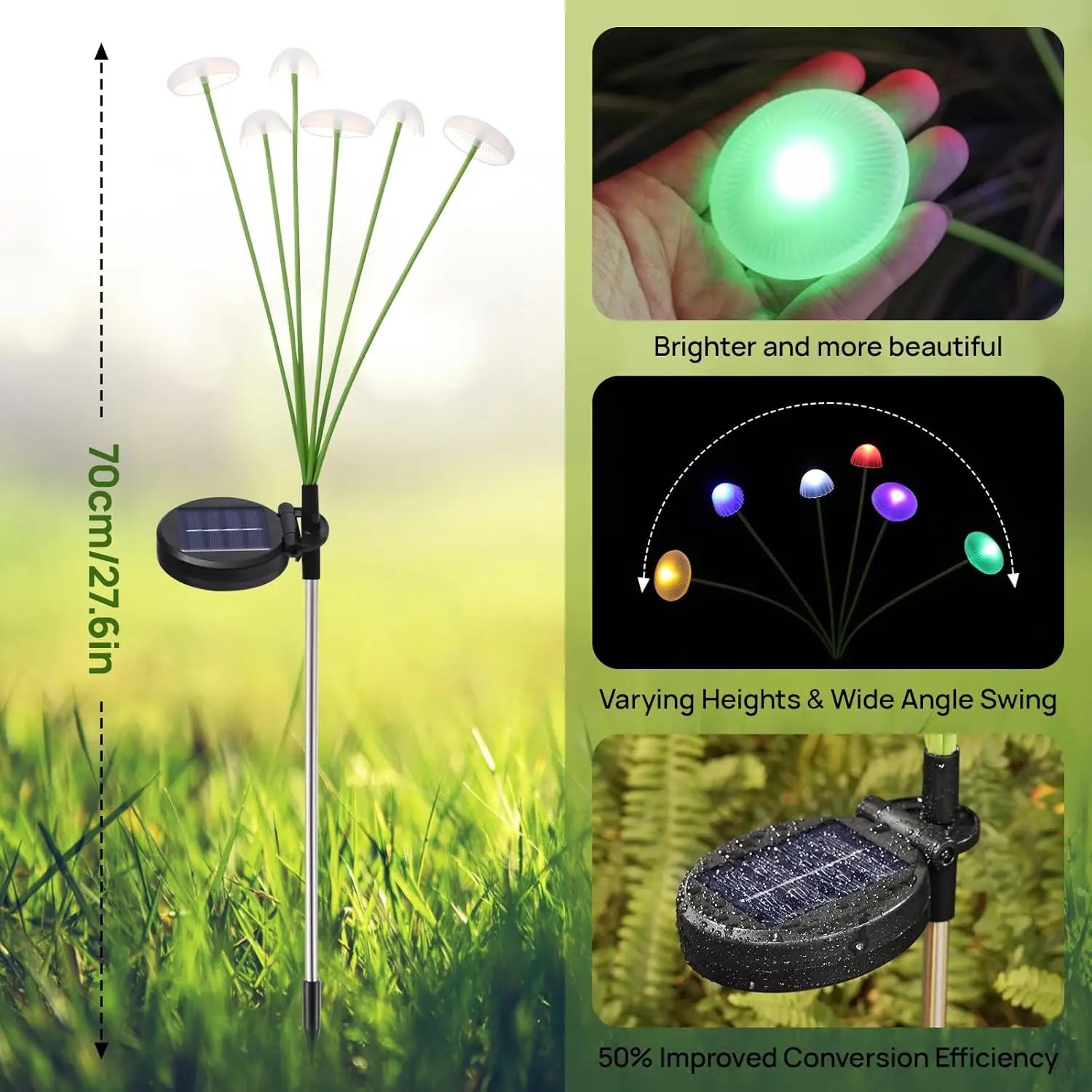 Solar Garden  Dual Mode LED Mushroom Lights Waterproof Decor
