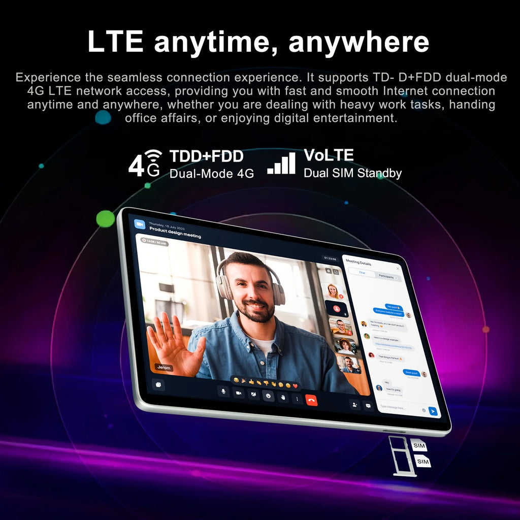 Android 15 Tablet, Latest Tablet, 10.1-inch Tablet, 4000mAh Battery, 2-in-1 Tablet with Full Accessories, Triple Cameras, HD FHD