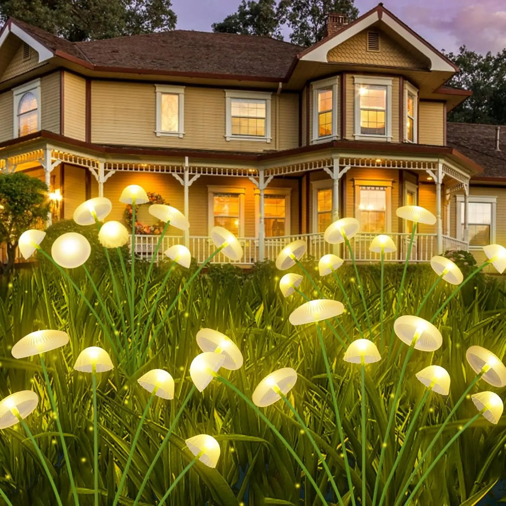 Solar Garden  Dual Mode LED Mushroom Lights Waterproof Decor