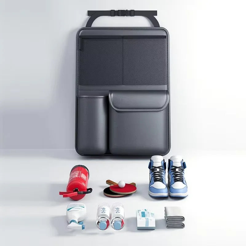 PU Leather Foldable Car Trunk Organizer – Multi‑Function Storage Bag  Rear Seat Hanging