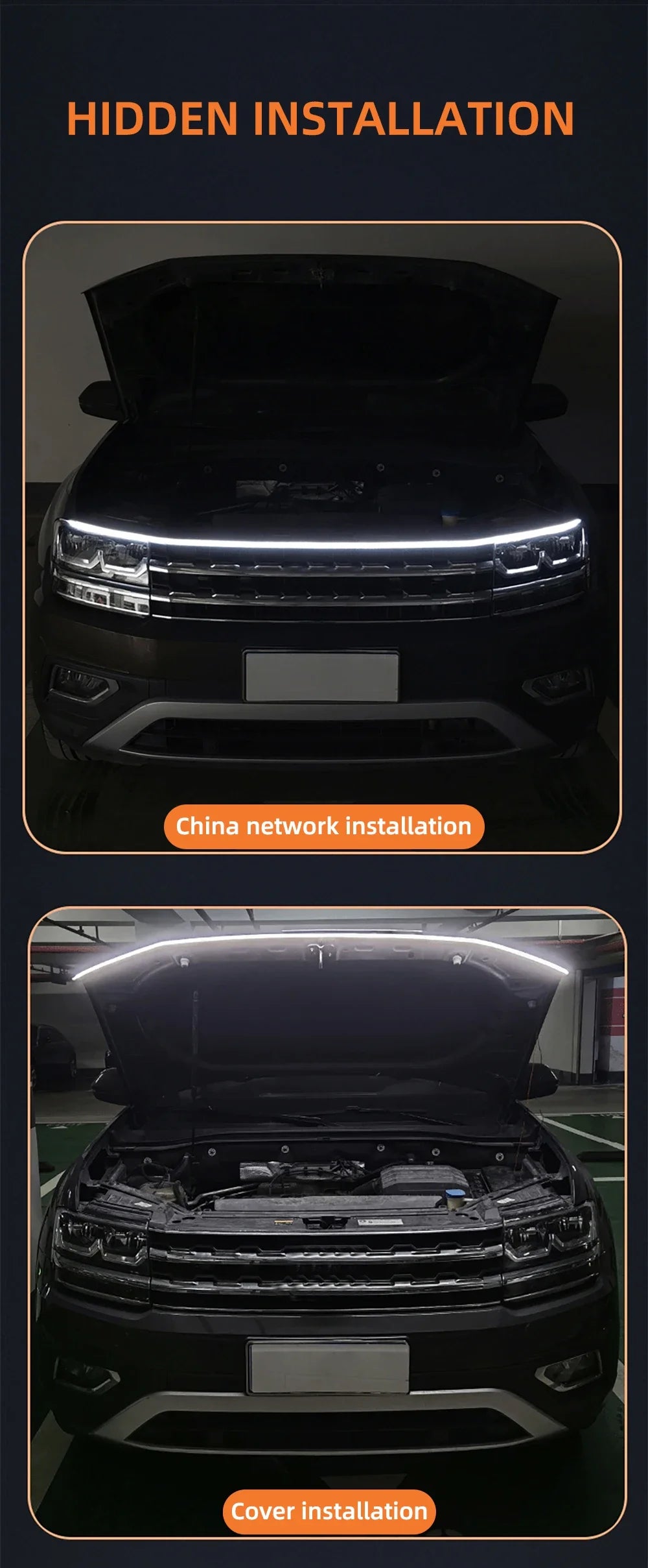 LED Car Hood Light Strip – 12V Ambient DRL Decorative Light