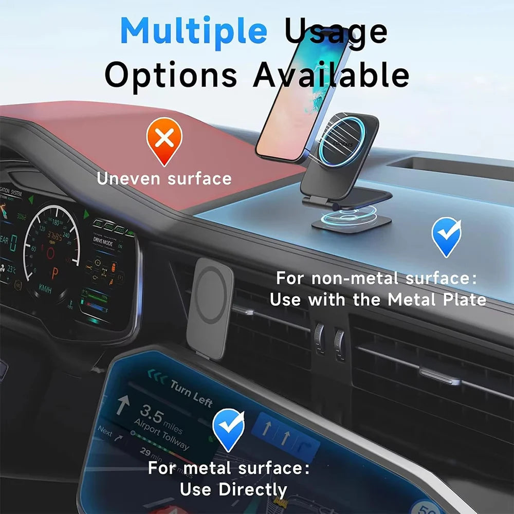 2026 New For Magsafe Dual Magnetic Phone Holder Ultra thin Foldable Smartphone Desks Stand In-car Anti-shake Navigation Mounted