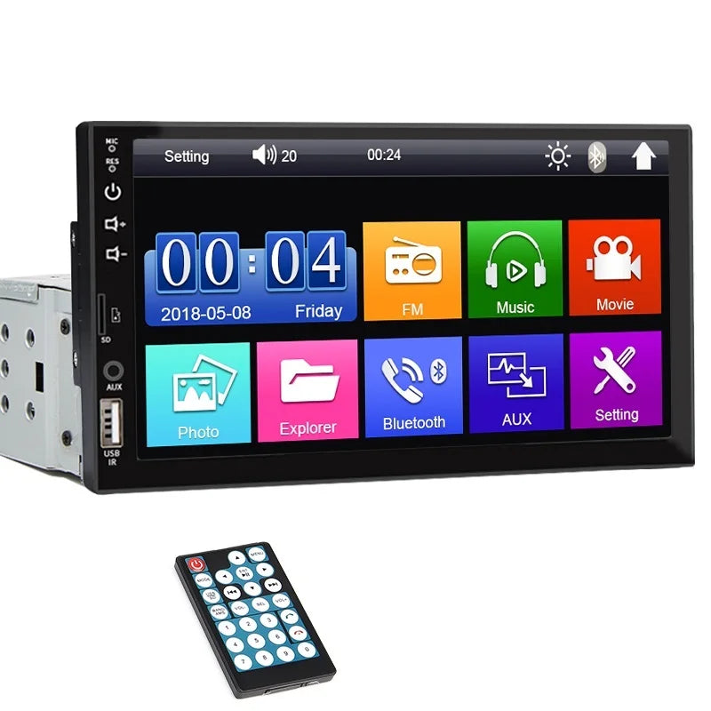 7 Inch Car Radio 1 Din MP5 Player Touch Screen Multimedia FM ISO Power Aux Input Bluetooth USB Mirror Link Universal Autoradio
