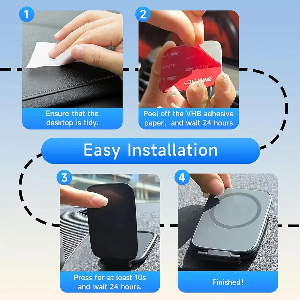 2026 New For Magsafe Dual Magnetic Phone Holder Ultra thin Foldable Smartphone Desks Stand In-car Anti-shake Navigation Mounted