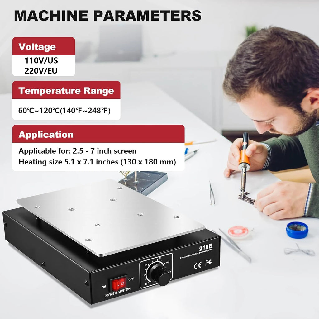 450W Durable LCD Screen Separator Heating Platform Plate Glass Removal Phone Repair Machine Auto Heat Splitter Smooth Plate