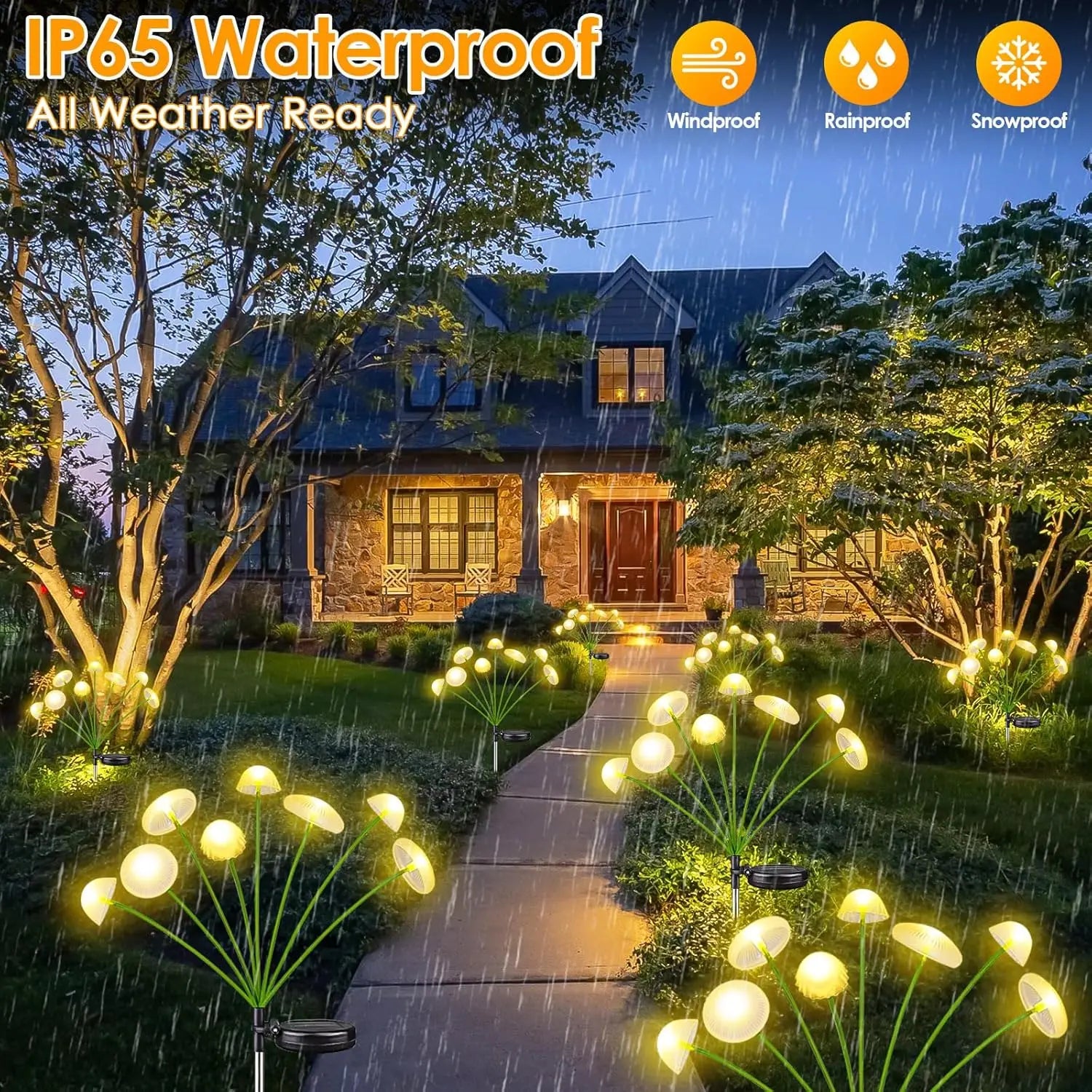Solar Garden  Dual Mode LED Mushroom Lights Waterproof Decor