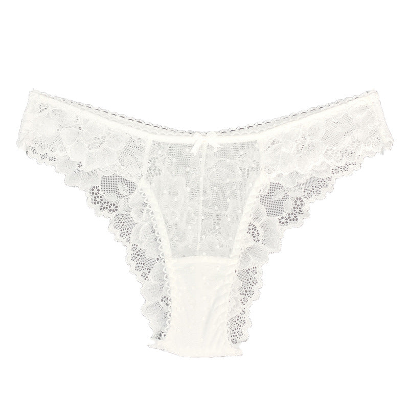 Sultry Lace-trimmed Low-rise Thong High-slit Mid-hip Underwear In European And American Style