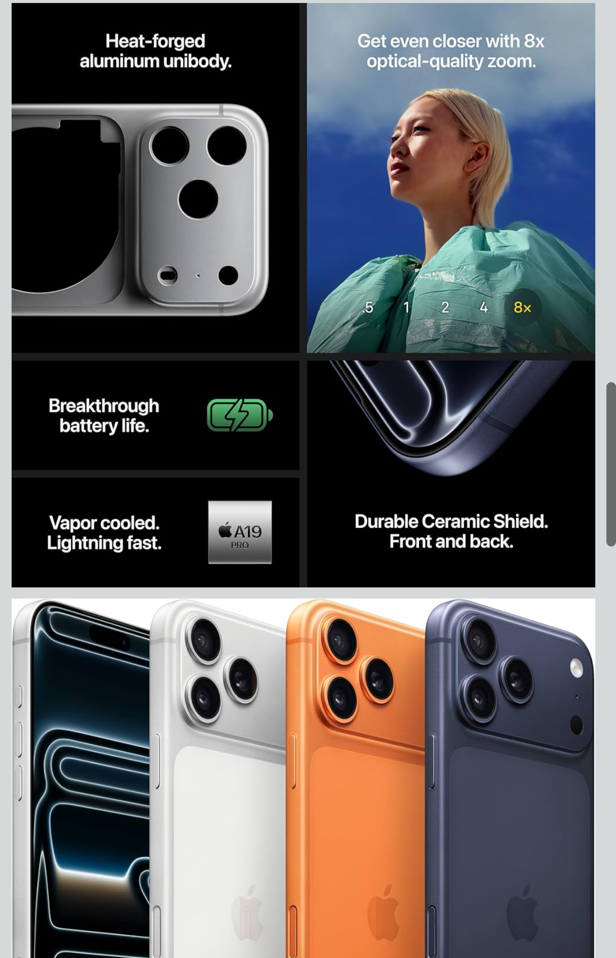 Apple iPhone 17 Pro Max 256GB –1TB Silver Titanium | Pro Camera System | Long Battery Life